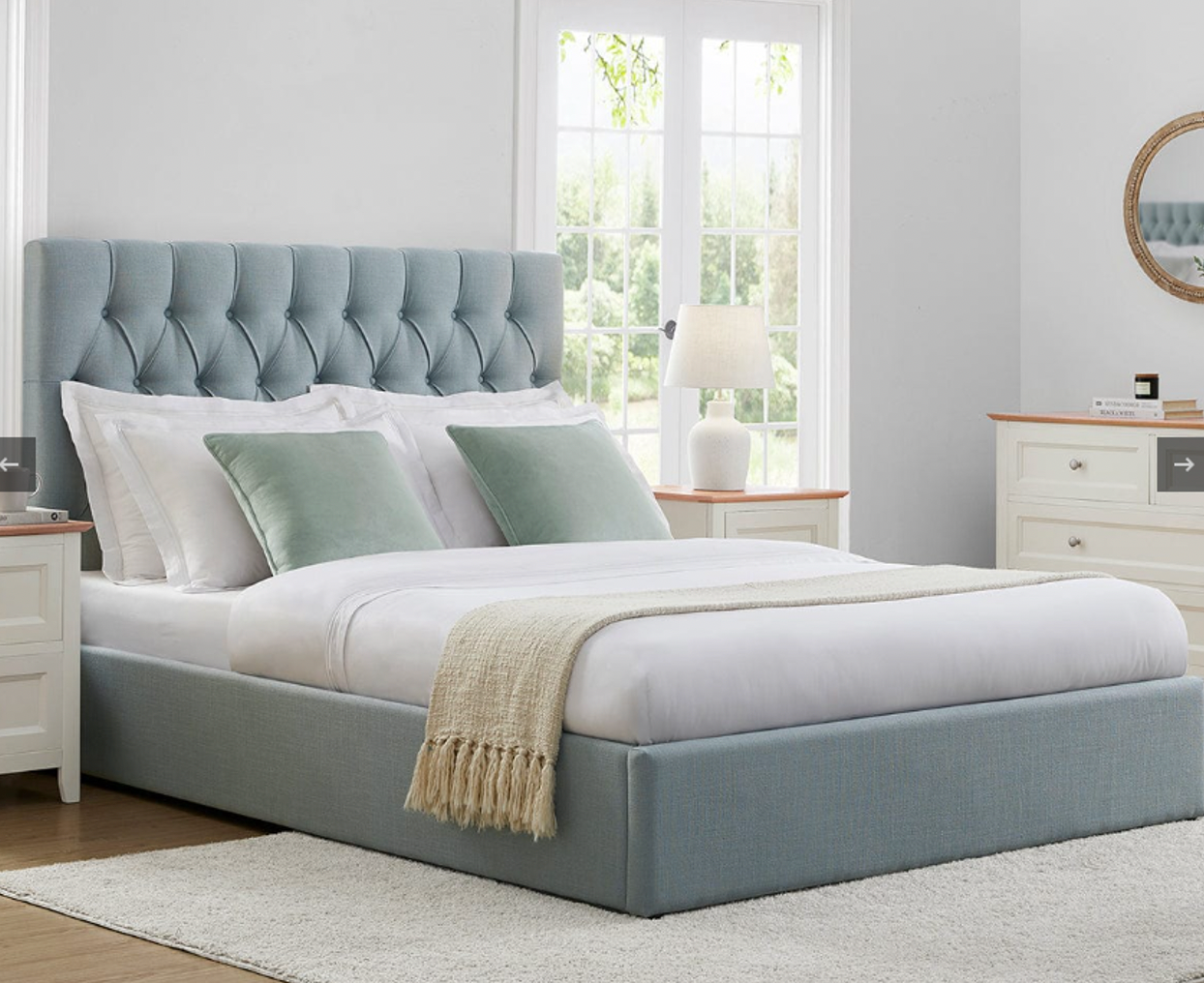 Sofia Bed Frame in Plush Duck Egg